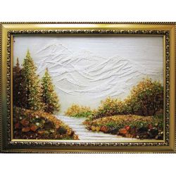 Картина з бурштину Гори в снігу 