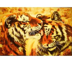 Картина з бурштину Тигри