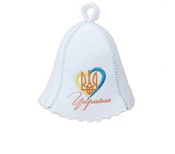 Hat for steam bath and sauna Heart with a Trident
