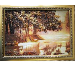 Картина з бурштину Ліс біля озера KD008775