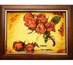 Картина з бурштину Червоні троянди 