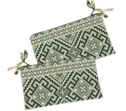 Cosmetic bag Gray-green embroidery