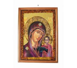 Ікона з бурштину середня Казанська Богородиця