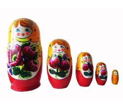 Матрьошка 5 проста з квітами (менша)