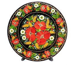 Блюдо кругле розписне з дерева Літні фарби М1