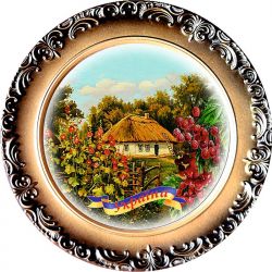 Тарілка підвісна мала Хата у мальвах 