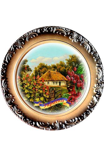 Тарілка підвісна мала Хата у мальвах 