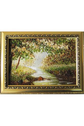 Picture from amber Spring forest with brook