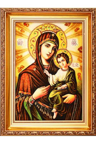 Ікона з бурштину Богородиця з немовлям