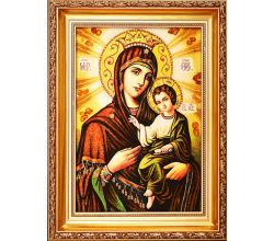 Ікона з бурштину Богородиця з немовлям