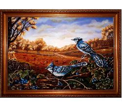 Картина з бурштину Сойки 