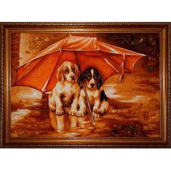 Картина з бурштину Собачки 