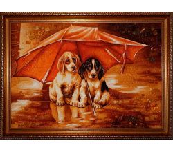 Картина з бурштину Собачки 