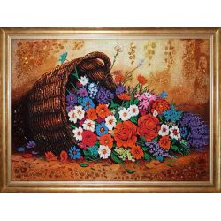 Картина з бурштину Кошик квітів 