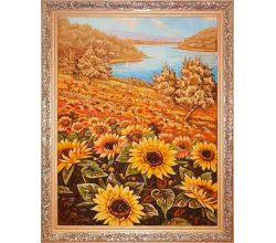 Картина з бурштину Поле соняхів