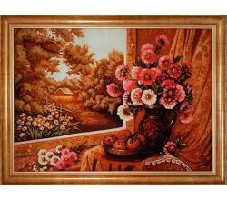 Картина из янтаря Квіти під вікном 