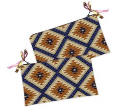 Cosmetic bag Blue-brown embroidery