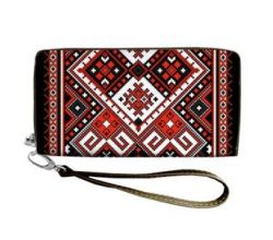 Clutch purse Black and orange Embroidery