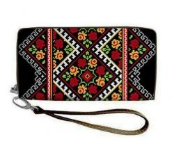 Клатч - гаманець Трояндовий сад чорний екошкіра 