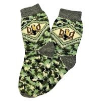 Шкарпетки шерстяні патріотичні чоловічі Тризуб (хакі)