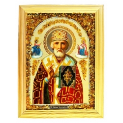 Ікона-репродукція з бурштином №2 (23*17см)