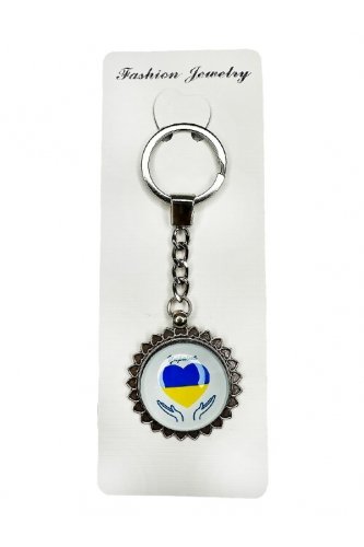 Брелок металевий Серце в долонях (скло)