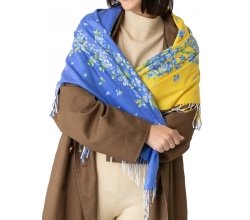 Хустка патріотична (шерсть) З квітами 102х102см