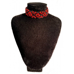 Чокер на шию плетений червоно-чорний