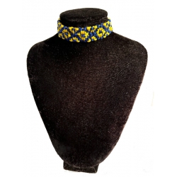 Чокер на шию плетений синьо-жовтий