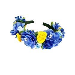 Обруч Двохрядний сині та жовті квіти