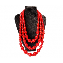 Намисто потрійне наростаюче з червоним дрібним