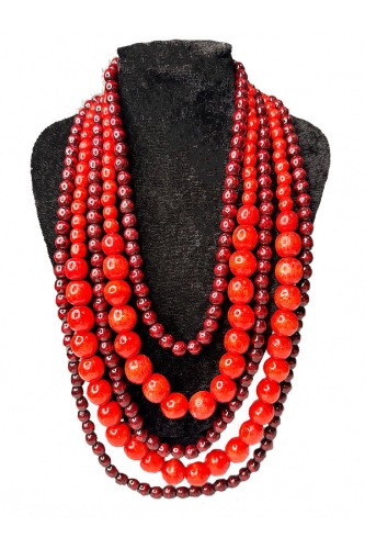 Намисто П'ятірка наростаюча червона з бордовим