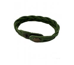 Браслет шкіряний Коса (хакі) 22 см