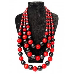 Намисто потрійне наростаюче червоно-чорне