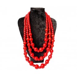 Намисто потрійне наростаюче з червоним дрібним