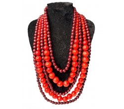 Ожерелье Пятерка нарастающая красная с бордовым