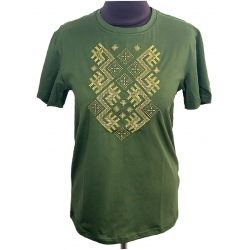 Футболка Premium якості з машинною вишивкою (колір оливка)