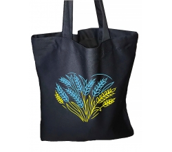 Сумка-шопер синьо-жовте серце в колосках