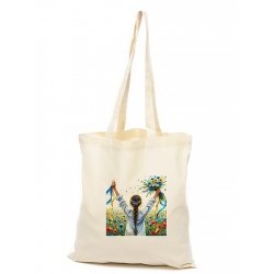 Сумка-шопер Дівчина з букетом в полі