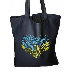 Сумка-шопер синьо-жовте серце в колосках