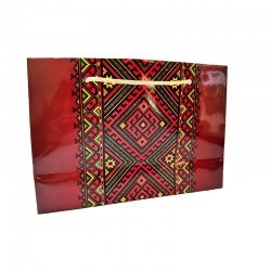 Подарунковий пакет Бордовий орнамент 150*220 (упаковка)