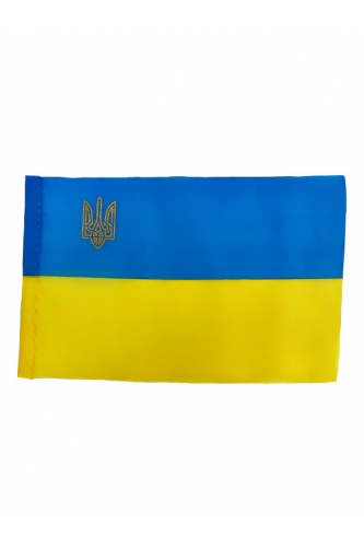 Прапорець України з тризубом (без палички) РОЗПРОДАЖ 19*12 см