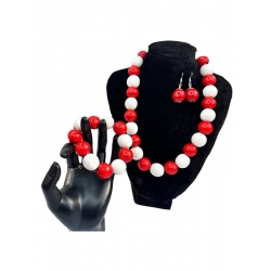 Набір біжутерії Ягода червоно-білий