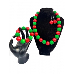 Набір біжутерії Ягода червоно-зелений