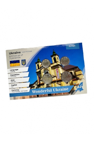 Сувенірна відкритка з монетами Ukraine Ivano-Frankivsk Art Museum of Prykarpattia