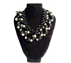 Намисто дерев'яне чорно-біле Зоряна ніч