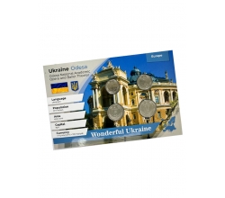 Сувенірна відкритка з монетами Odesa Ukraine Monument to Duke de Richelieu