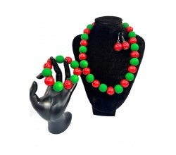 Набір біжутерії Ягода червоно-зелений