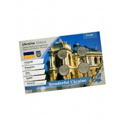 Сувенірна відкритка з монетами Odesa Ukraine Monument to Duke de Richelieu