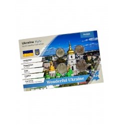 Сувенірна відкритка з монетами Ukraine Kyiv Saint Sophia Cathedral